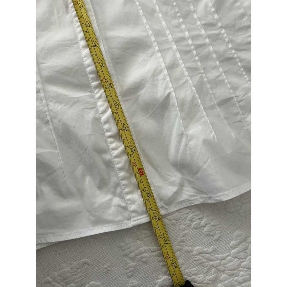 Lafayette 148 New York Button Up Shirt Womens Size 20 White Cotton Blend Blouse - Picture 11 of 12